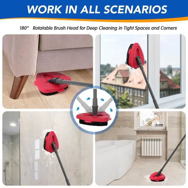 Alt view image 4 of 6 - Scrub Head For Easywring 1-Tank System, Hard Bristle Rotating Mop Scrub Brush Attachment For Tile, Bathroom, Kitchen, Deck And Floor Cleaning, 1-Pack