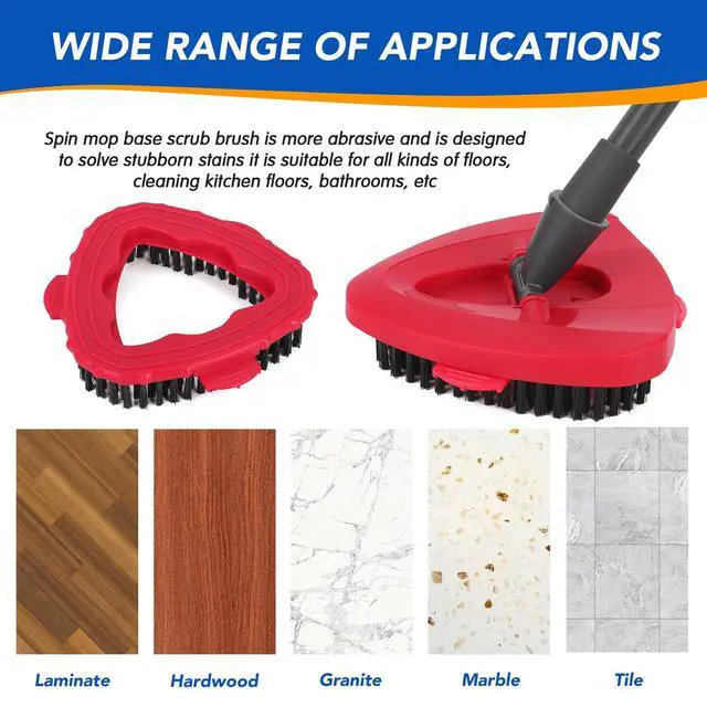 Alt view image 6 of 6 - Scrub Head For Easywring 1-Tank System, Hard Bristle Rotating Mop Scrub Brush Attachment For Tile, Bathroom, Kitchen, Deck And Floor Cleaning, 1-Pack