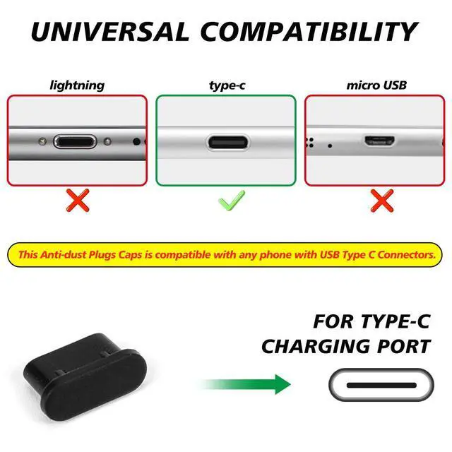 Alt view image 3 of 6 - 10-Pack USB-C Dust Plug Charger Port Protector for iPhone 17/16/15 Pro Max, Samsung Galaxy S26/S24/S23/S22 Ultra S21, All USB-C Devices and MacBook Laptops