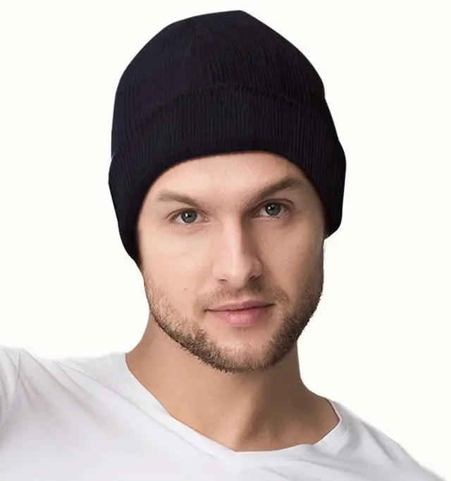 Alt view image 2 of 7 - Custom Knit Cuffed Beanie Hat with Your Own Image Text Logo