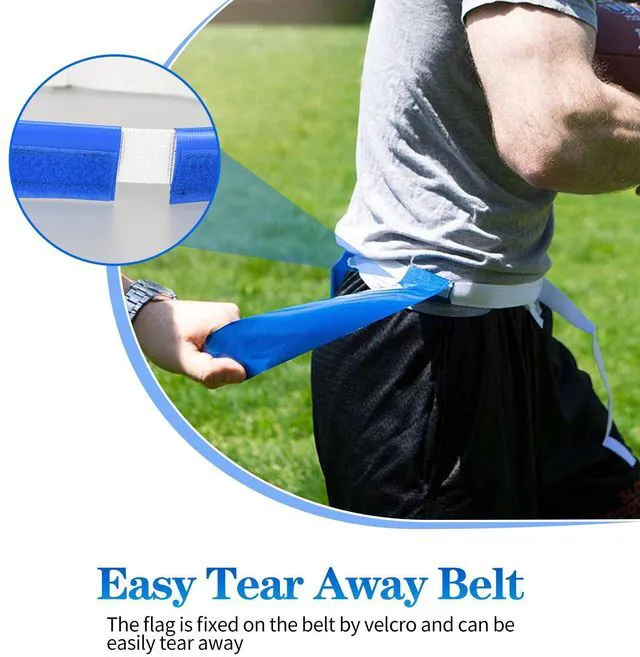 Alt view image 7 of 7 - DkOvn Flag Football Belt Set, 8/10/14/28 Belts with Flags, Easy Tear Belts for Youth and Adult Athletes