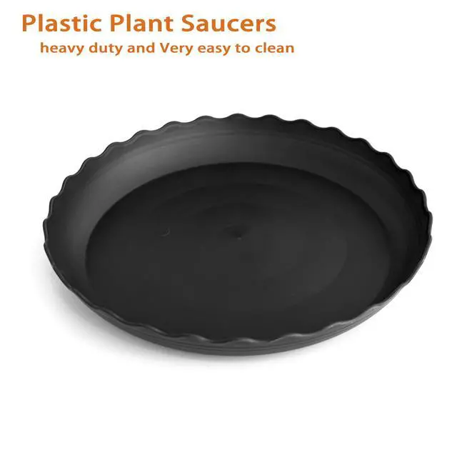 Alt view image 7 of 7 - 6-Pack Plant Saucers, 6 Inch Heavy Duty No Holes Plastic Plant Trays for Indoor, Black