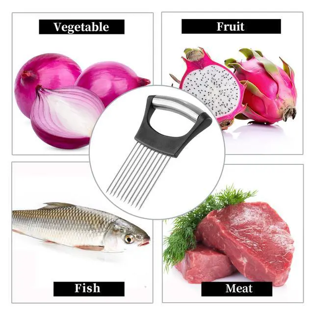 Alt view image 7 of 7 - Mumulo Stainless Steel Onion Slicer - Onion Cutter for Slicing and Storing Onions, Tomatoes, Eggs, Vegetables, with Protective Cover, Dishwasher Safe, Black