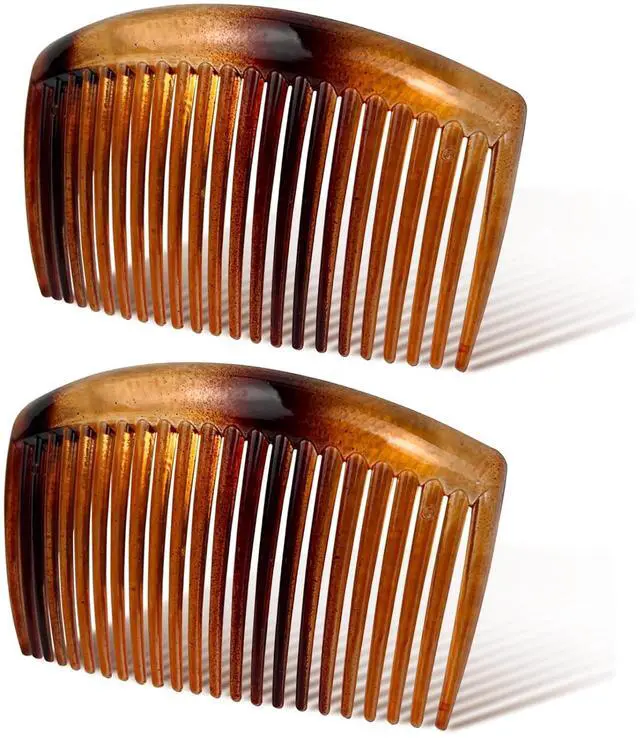 Main image of 2-Pack Tortoiseshell Curved Side Comb, 3.23-Inch Strong Hold Comb for All Hair Types, Perfect for Bun and Updo Styling, Elegant Women's Hair Accessories