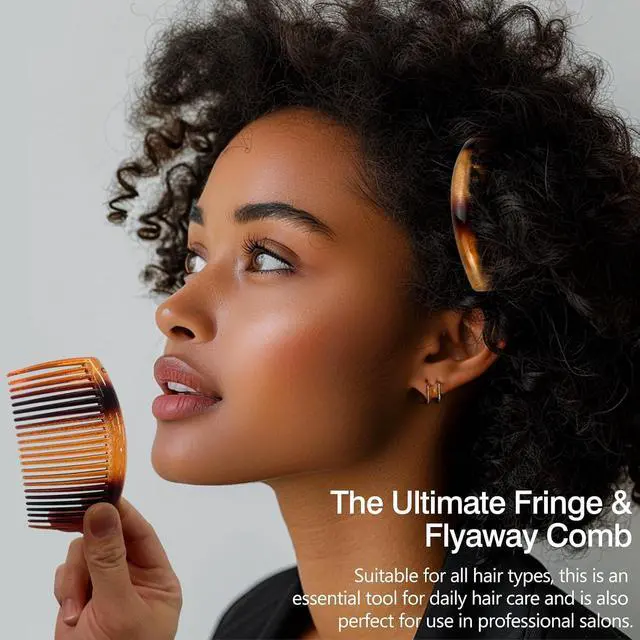 Alt view image 6 of 7 - 2-Pack Tortoiseshell Curved Side Comb, 3.23-Inch Strong Hold Comb for All Hair Types, Perfect for Bun and Updo Styling, Elegant Women's Hair Accessories