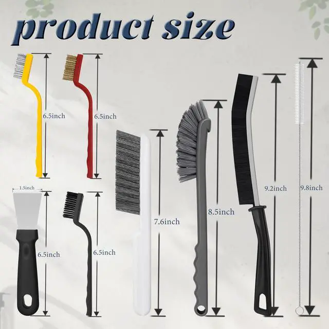 Alt view image 6 of 7 - 15-Piece Crevice Cleaning Brush, Hard Bristle Brush, Grout Cleaning Brush for Kitchen, Bathroom, Sink and Dead Corners