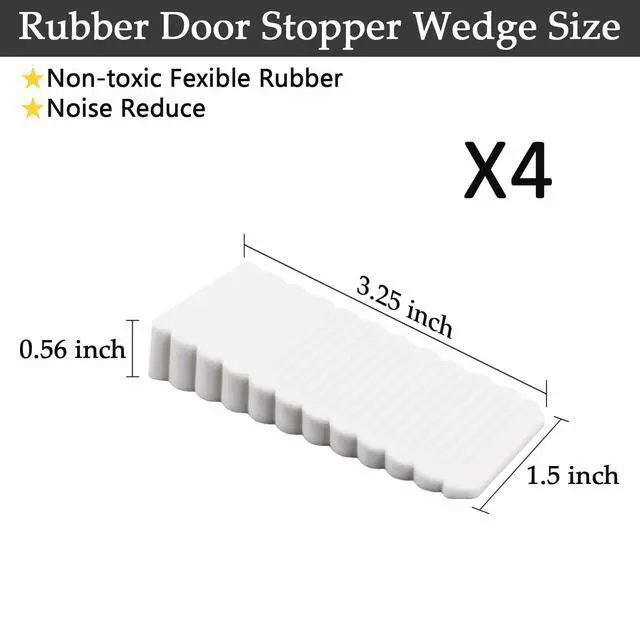 Alt view image 3 of 6 - 4 Pack Mini Door Stopper, Scuff-Resistant Rubber Door Wedge, for Bottom of Door, for Bedroom and Office, White
