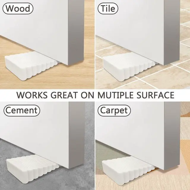 Alt view image 5 of 6 - 4 Pack Mini Door Stopper, Scuff-Resistant Rubber Door Wedge, for Bottom of Door, for Bedroom and Office, White