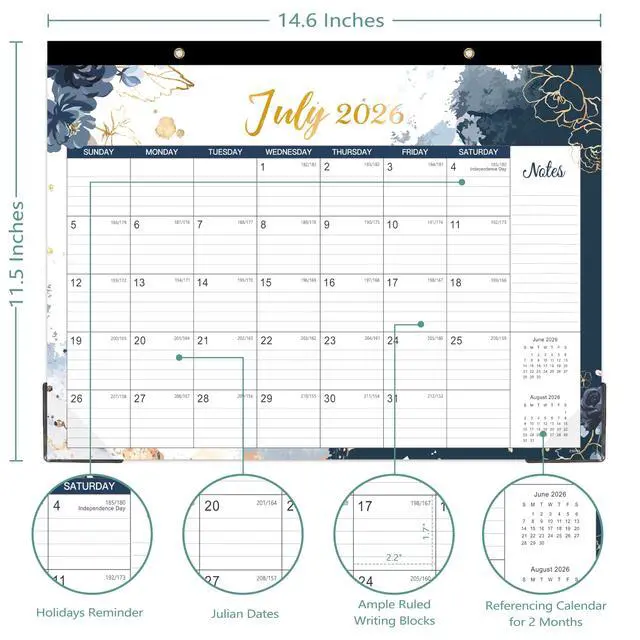Alt view image 4 of 6 - 2026-2027 18-Month Calendar, July 2026-December 2027, 14.6 x 11.5 Inches Desk/Wall Calendar for Home Office School