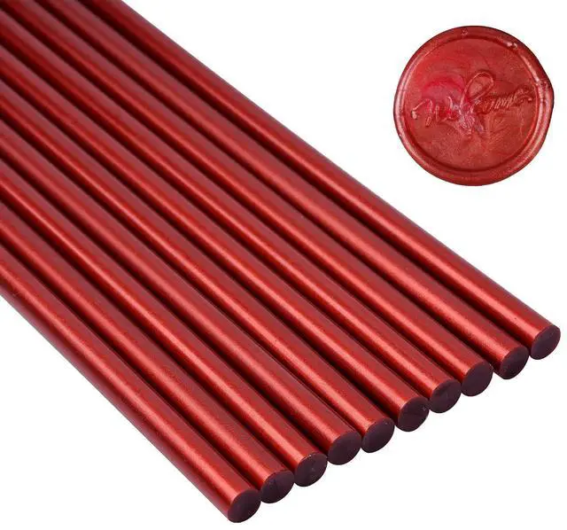 Main image of 10 Pcs 8-Inch Mini Hot Glue Gun Sticks, Sealing Wax Glue Sticks, 7mm, Red, for Envelopes, Wedding Invitations, Cards, DIY Art Crafts