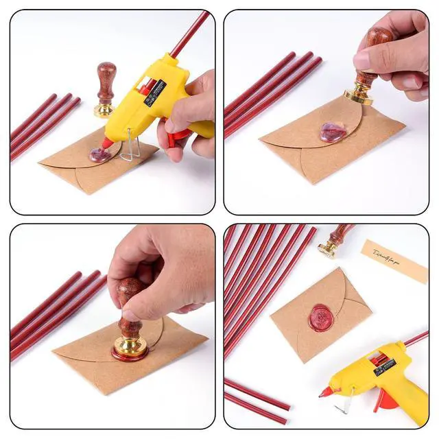 Alt view image 6 of 6 - 10 Pcs 8-Inch Mini Hot Glue Gun Sticks, Sealing Wax Glue Sticks, 7mm, Red, for Envelopes, Wedding Invitations, Cards, DIY Art Crafts