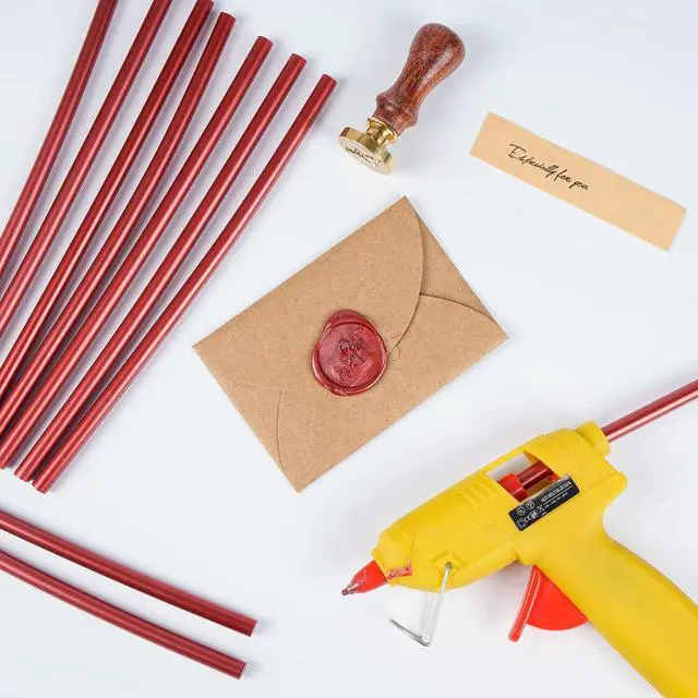 Alt view image 4 of 6 - 10 Pcs 8-Inch Mini Hot Glue Gun Sticks, Sealing Wax Glue Sticks, 7mm, Red, for Envelopes, Wedding Invitations, Cards, DIY Art Crafts