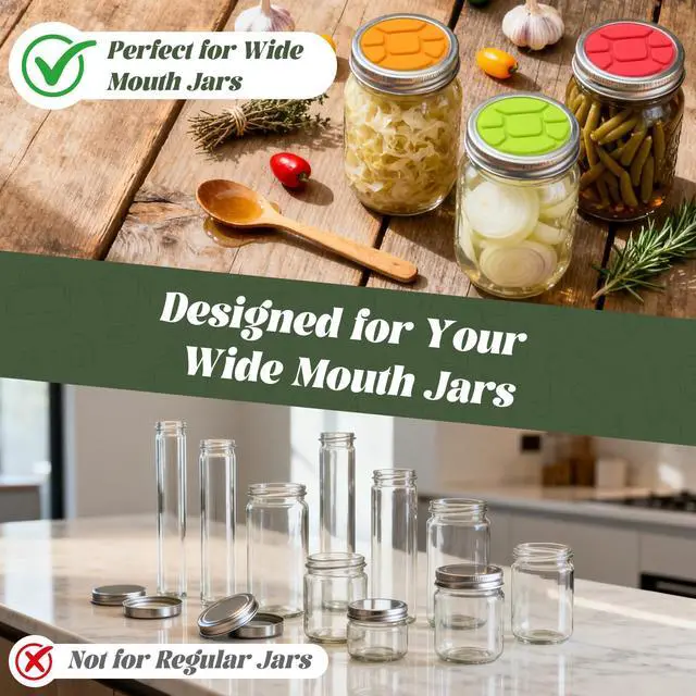 Alt view image 3 of 6 - Garden to Jar Wide Mouth Fermentation Lids 3-Pack (86mm) for Ball & Kerr Mason Jars, Self-Burping Lids for Sauerkraut, Kimchi, and Preserving Harvest