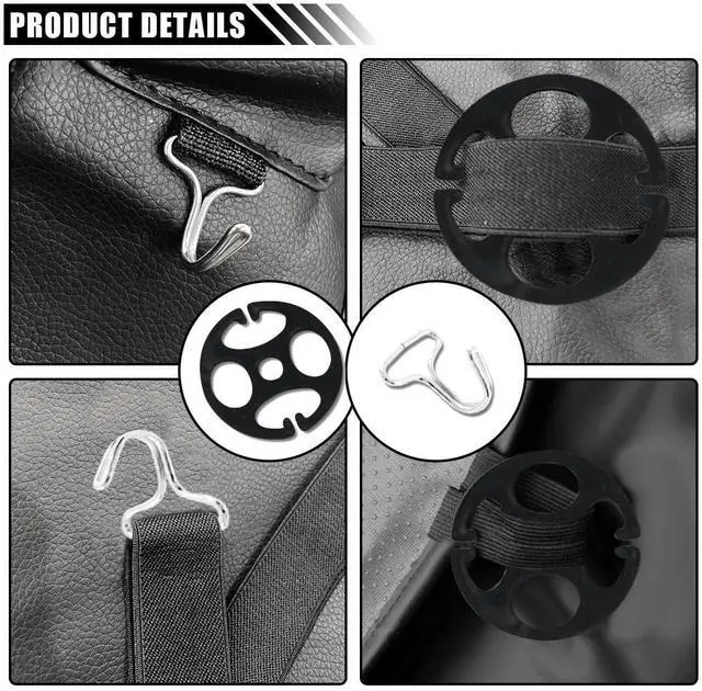 Alt view image 4 of 6 - 12pcs Metal Hooks and 12pcs Plastic Clips for Car Seat Cover Replacement, Black