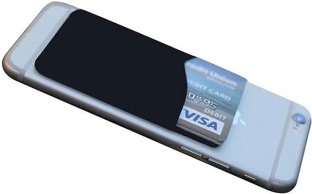 Main image of Sticky Phone Wallet for iPhone, Android and Flat Cases - Silicone, Holds Credit Cards, Business Cards, Cash and ID, Black (1-Pack)