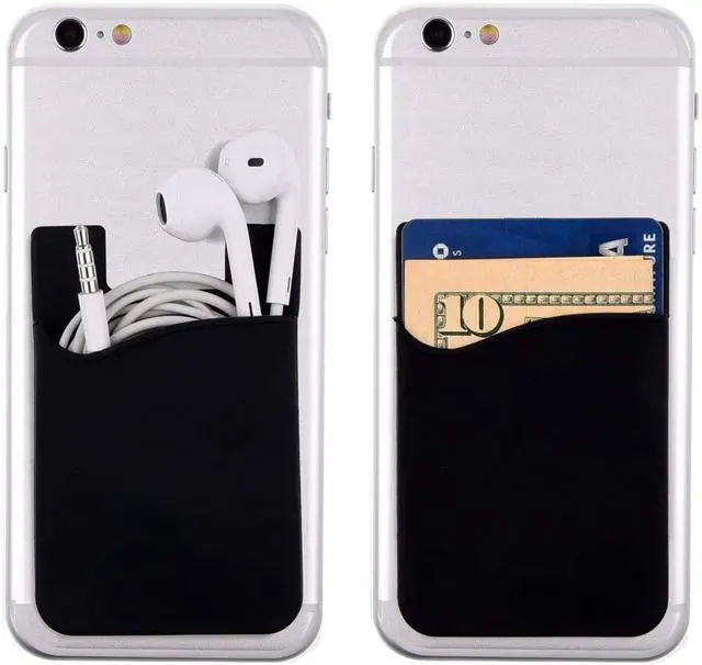 Alt view image 5 of 7 - Sticky Phone Wallet for iPhone, Android and Flat Cases - Silicone, Holds Credit Cards, Business Cards, Cash and ID, Black (1-Pack)