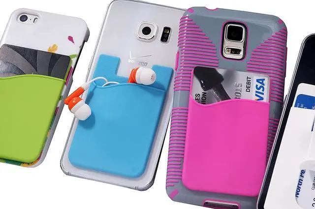 Alt view image 4 of 7 - Sticky Phone Wallet for iPhone, Android and Flat Cases - Silicone, Holds Credit Cards, Business Cards, Cash and ID, Black (1-Pack)