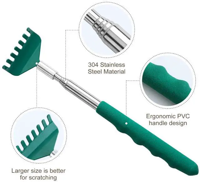 Alt view image 3 of 5 - YIMICOO 3 Pack Retractable Back Scraper, Stainless Steel, Portable with Rubber Handle