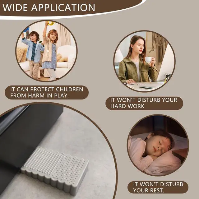 Alt view image 3 of 5 - 4 Pack Mini Door Stopper Wedge, TPE, Gray, for Door Bottom, Gap, and Various Surfaces