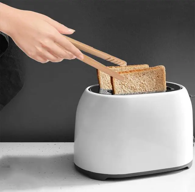 Alt view image 6 of 7 - Mini Bamboo Toast Tongs 7Inch, Non-Slip Design, Multi-Purpose for Toast, Bread, Pickles, Sugar, BBQ, Salad, Frying (2 Pack)