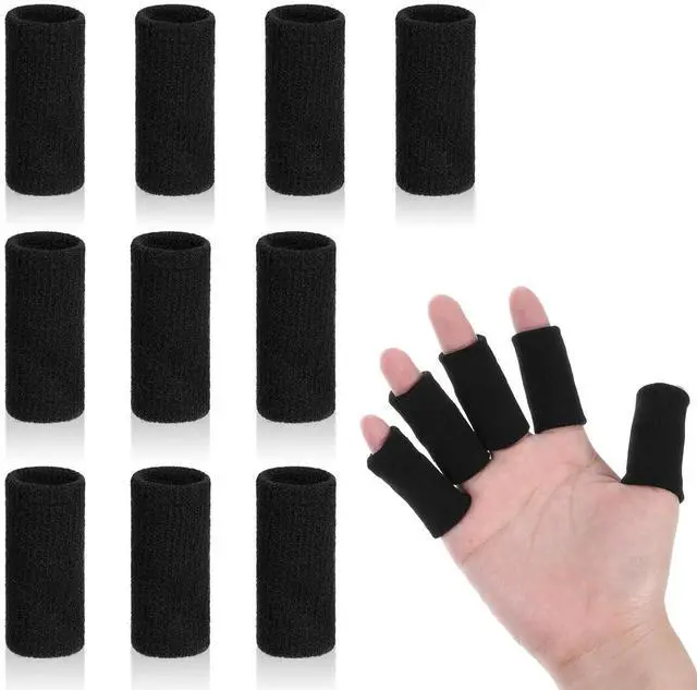 Main image of ElevateTech 10-Pack Finger Sleeve Protectors, Elastic Thumb Splint Support for Arthritis Pain Relief, Breathable Finger Tape for Basketball Golf Sports