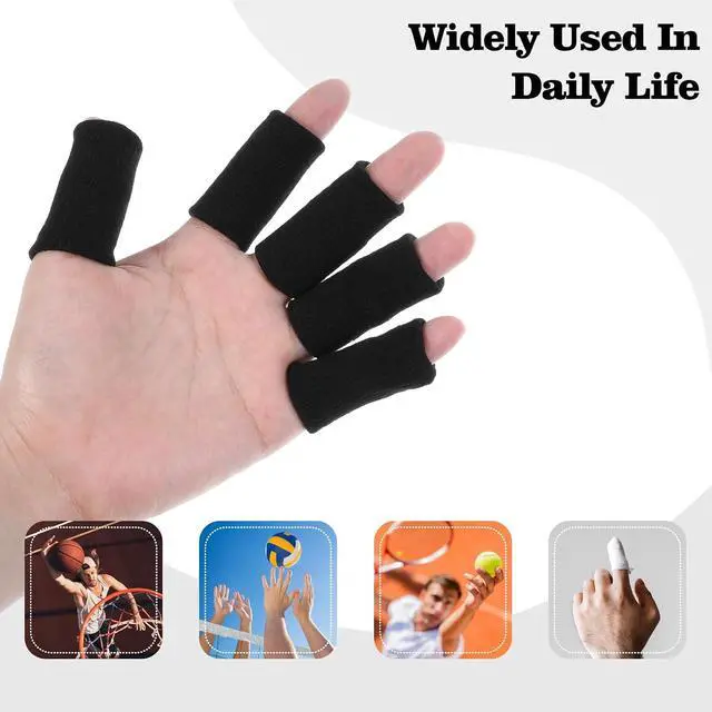 Alt view image 2 of 7 - ElevateTech 10-Pack Finger Sleeve Protectors, Elastic Thumb Splint Support for Arthritis Pain Relief, Breathable Finger Tape for Basketball Golf Sports