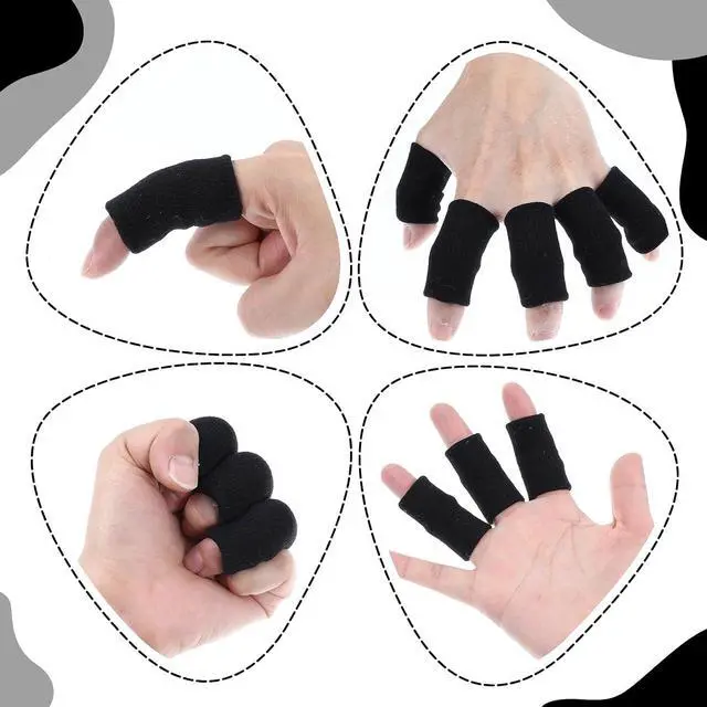 Alt view image 6 of 7 - ElevateTech 10-Pack Finger Sleeve Protectors, Elastic Thumb Splint Support for Arthritis Pain Relief, Breathable Finger Tape for Basketball Golf Sports