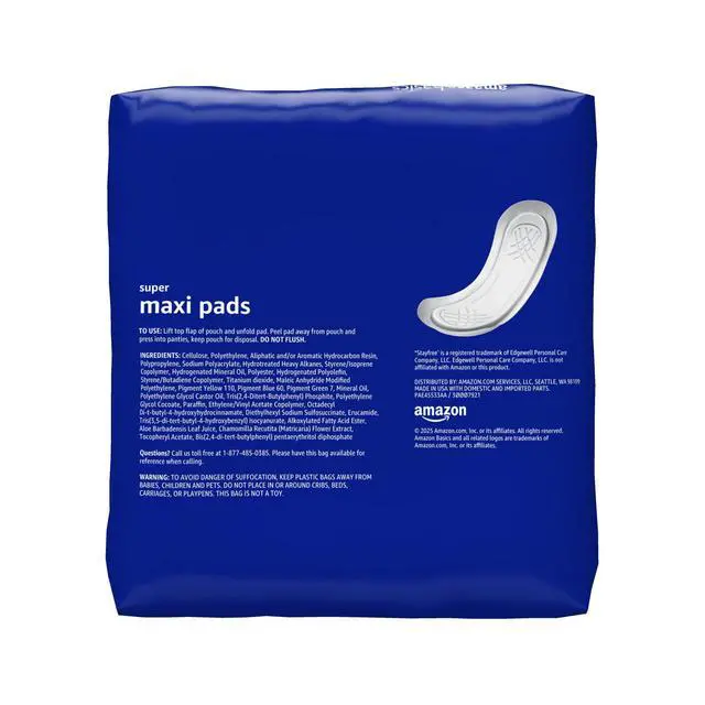 Alt view image 3 of 7 - Amazon Basics Maxi Pads - Thick, Super Absorbent, Unscented, 48 Count, 1 Pack