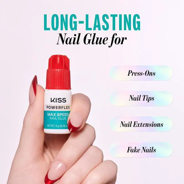 Alt view image 4 of 6 - Kiss PowerFlex Maximum Speed Nail Glue - Fast-Drying Adhesive with Nozzle Tip Applicator, for Glue-On Nails & Repairs, Ideal for Tips & Wraps, 0.10oz (3g)