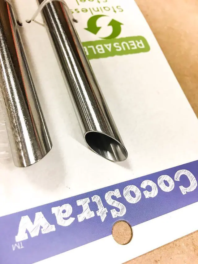 Alt view image 4 of 6 - CocoStraw 2 Point End Stainless Steel Extra Wide Boba Straw 1/2 x 9.5in for Tapioca Pearl Bubble Tea