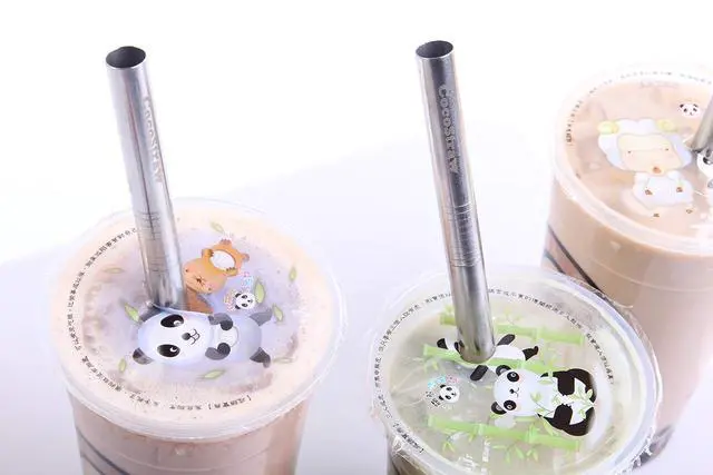 Alt view image 6 of 6 - CocoStraw 2 Point End Stainless Steel Extra Wide Boba Straw 1/2 x 9.5in for Tapioca Pearl Bubble Tea