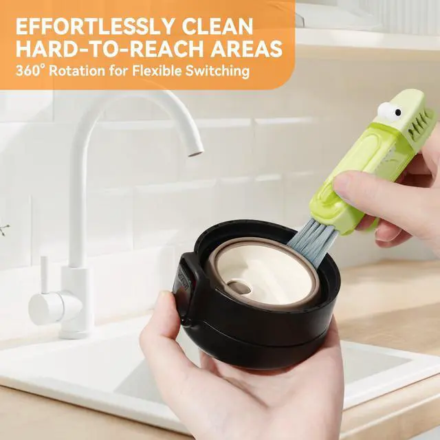 Alt view image 6 of 6 - 3 in 1 Cup Lid Gap Cleaning Brush Set, Multifunctional Bottle Cleaning Brush, Silicone Cup Lid Gap Cleaner, Home Kitchen Crevice Cleaning Tools (Multicolored)