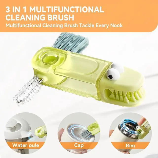 Alt view image 4 of 6 - 3 in 1 Cup Lid Gap Cleaning Brush Set, Multifunctional Bottle Cleaning Brush, Silicone Cup Lid Gap Cleaner, Home Kitchen Crevice Cleaning Tools (Multicolored)