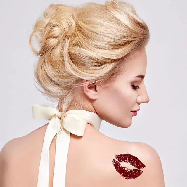 Alt view image 3 of 7 - 25 Sheets (65Pcs) Red Lips Temporary Tattoo Stickers, Self-adhesive, Water-proof, for Adult Women Girls Face Body Halloween Decorations