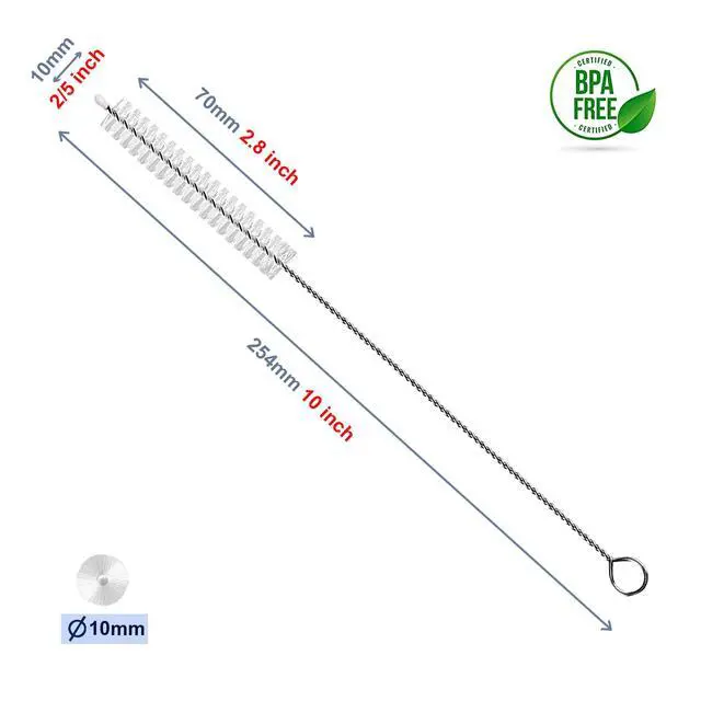 Alt view image 7 of 7 - 10-Inch Long Straw Cleaner Brush Set, 10mm Diameter, 10 Pack - for Sippy Cup, Water Bottle, Tubes, Drinking Straws