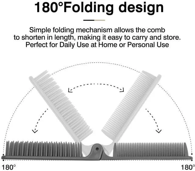 Alt view image 3 of 7 - 3-Piece Pocket Folding Comb Set, Dual-Headed Design, Portable Travel Hair Brushes, Compact and Colorful (Gray, Purple, White)