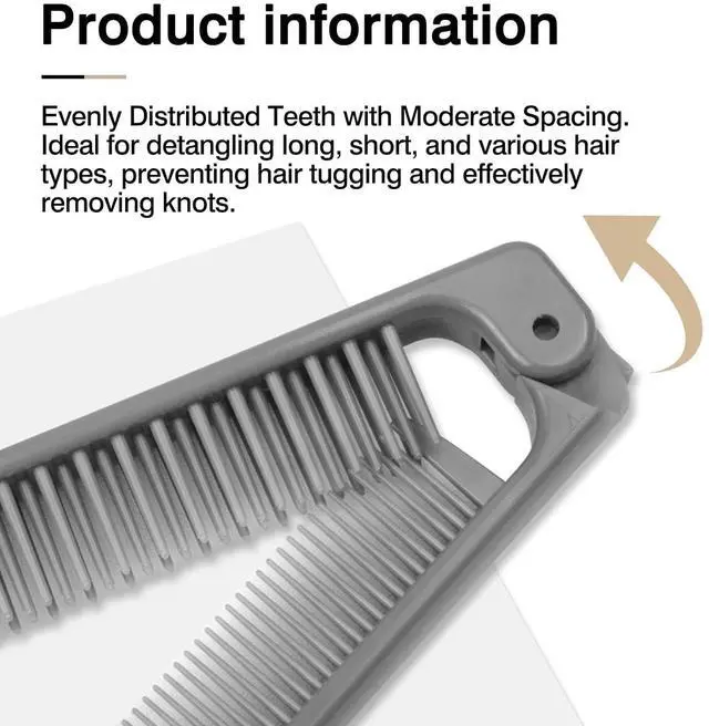 Alt view image 6 of 7 - 3-Piece Pocket Folding Comb Set, Dual-Headed Design, Portable Travel Hair Brushes, Compact and Colorful (Gray, Purple, White)
