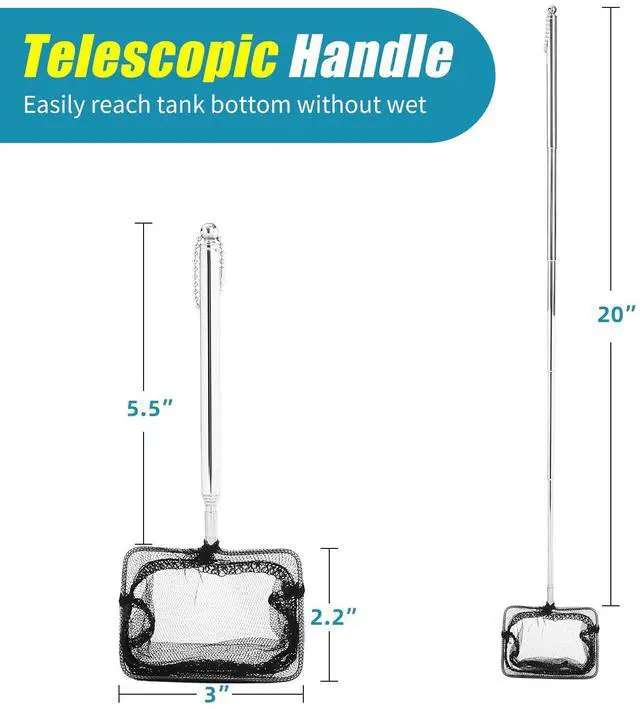 Alt view image 2 of 4 - AQUANEAT Aquarium Net with Extendable Long Handle, Adjustable Waste Skimming Cleaning Tool for Fish Tanks
