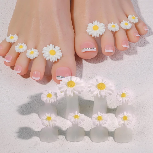Alt view image 2 of 3 - 8Pcs Daisy Silicone Toe Separators for Pedicure Nail Polish Gel - Foot Toe Spacers Nail Art Tools, White