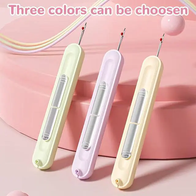 Alt view image 2 of 6 - 2 in 1 Automatic Needle Threader Seam Ripper, Sewing Machine Loop Needle, Multifunctional Sewing Tool for Hand Sewing, Knitting, Embroidery and Thread Removal, Purple