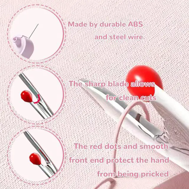 Alt view image 5 of 6 - 2 in 1 Automatic Needle Threader Seam Ripper, Sewing Machine Loop Needle, Multifunctional Sewing Tool for Hand Sewing, Knitting, Embroidery and Thread Removal, Purple
