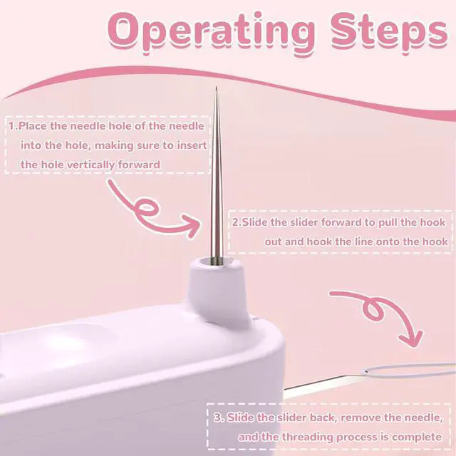 Alt view image 4 of 6 - 2 in 1 Automatic Needle Threader Seam Ripper, Sewing Machine Loop Needle, Multifunctional Sewing Tool for Hand Sewing, Knitting, Embroidery and Thread Removal, Purple