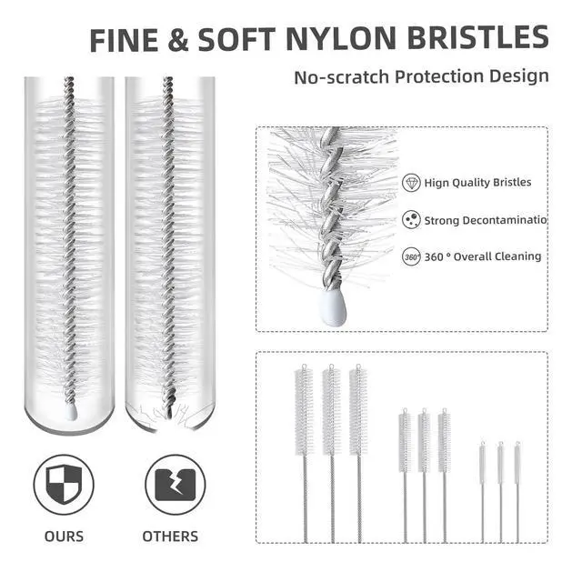 Alt view image 4 of 7 - Stanley Mug 40oz 30oz 20oz 9-Piece Straw Cleaner Brush Kit 3-Size Extra Long Pipe Cleaners for Tumbler Sippy Cup Bottle Tube
