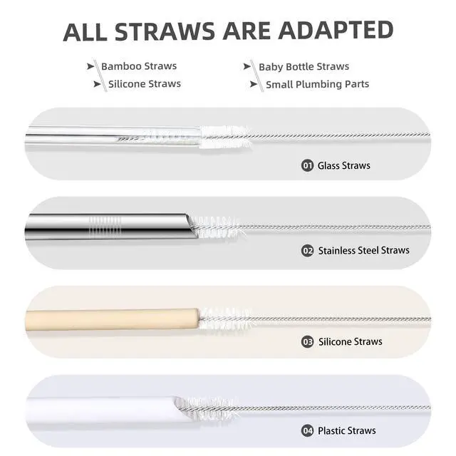 Alt view image 2 of 7 - Stanley Mug 40oz 30oz 20oz 9-Piece Straw Cleaner Brush Kit 3-Size Extra Long Pipe Cleaners for Tumbler Sippy Cup Bottle Tube