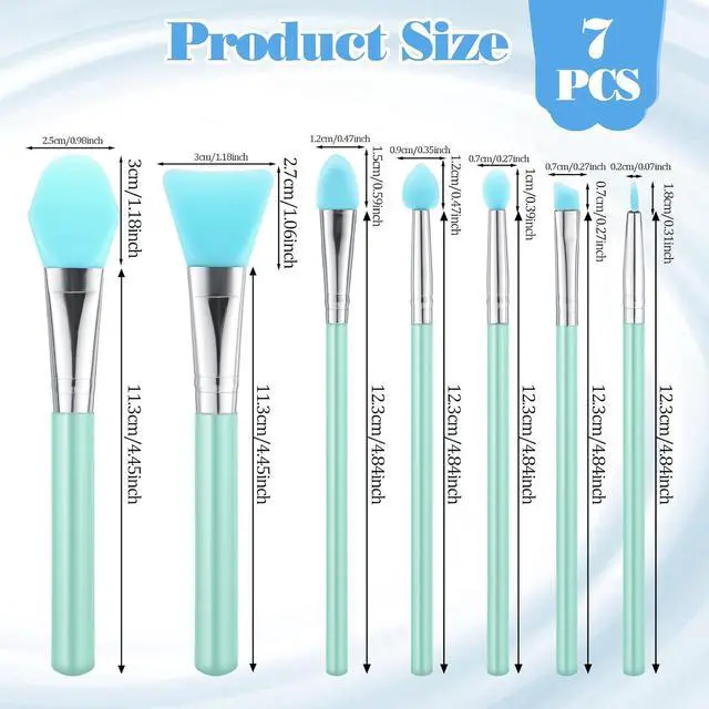 Alt view image 7 of 7 - 7PCS Silicone Brush Applicator Kit for Resin, UV Resin, Jelly, Cream Makeup, and Epoxy Art Crafting, Green