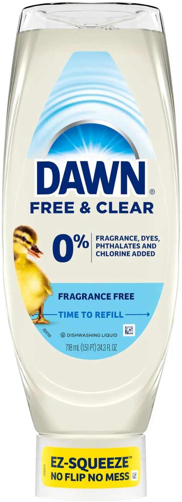 Alt view image 3 of 6 - Dawn Free & Clear EZ-Squeeze Dish Soap, Unscented, Grease Removal, Upside Down Bottle, 24.3 Fl Oz