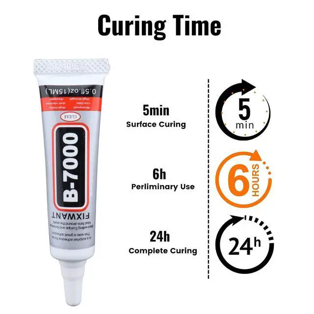Alt view image 5 of 6 - B-7000 High Viscosity Clear Glue 2x15mL/0.5 fl oz for Rhinestones, Clothes, Shoes, Fabric, Cell Phone Screen Repair, Jewelry, Stone, Metal, Nail Art, Glass