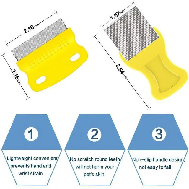 Alt view image 2 of 6 - Fine Tooth Pet Comb 3 Pack - Tear Stain Remover for Dogs and Cats, Remove Fleas, Ticks, Dandruff, Tangles and Knots