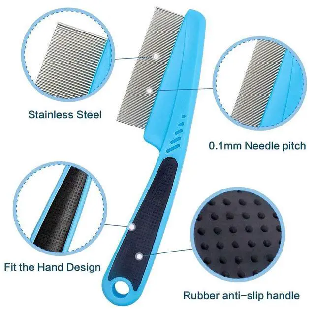 Alt view image 5 of 6 - Fine Tooth Pet Comb 3 Pack - Tear Stain Remover for Dogs and Cats, Remove Fleas, Ticks, Dandruff, Tangles and Knots