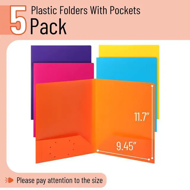 Alt view image 2 of 6 - Mr. Pen Plastic Folders with Pockets 5-Pack, 2-Pocket Aesthetic File Folder with Business Card Slot